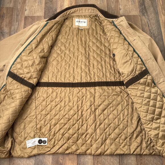 Vintage Orvis Chore Barn Coat Jacket Men's 2XL Brown Canvas Corduroy 6845 - Picture 5 of 11